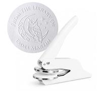 JUST REFINE® Ex Libris Sello de Estampado Personalizado - Pinza para Prensar Libros - Ideal como Regalo o para Ocasiones Especiales - Varios Motivos (Blanco, Guardia de Estrellas)