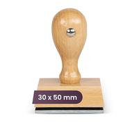 JUST REFINE® Sello Personalizable con Logotipo o Texto: Sello de Empresa, Dirección y Fecha en Madera - Varios Tamaños Disponibles, Diseñe a Su Medida (30 x 50mm)