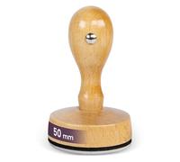 JUST REFINE® Sello Personalizable con Logotipo o Texto: Sello de Empresa, Dirección y Fecha en Madera - Varios Tamaños Disponibles, Diseñe a Su Medida (50 mm)