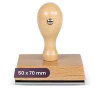 JUST REFINE® Sello Personalizable con Logotipo o Texto: Sello de Empresa, Dirección y Fecha en Madera - Varios Tamaños Disponibles, Diseñe a Su Medida (50x70 mm)