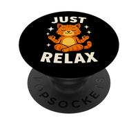 Just Relax Cat Meditación Divertido Diseño Zen PopSockets PopGrip Adhesivo