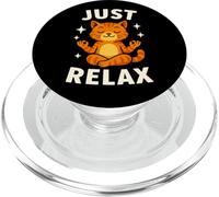 Just Relax Cat Meditación Divertido Diseño Zen PopSockets PopGrip para MagSafe