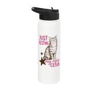 Just Resting My Eyes Club Funny Tabby Cat Nap Lover Stainless Steel Insulated Water Bottle