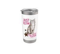Just Resting My Eyes Club Funny Tabby Cat Nap Lover Vaso térmico de acero inoxidable de doble pared