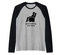 Just Resting My Eyes Recliner Chair Funny Fathers Day Camiseta Manga Raglan