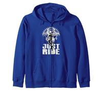 Just Ride - Bicicleta de Descenso - Bicicleta de montaña Sudadera con Capucha, Unisex para Adultos, Azul Real, XXL
