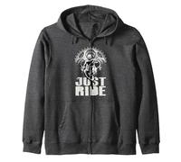 Just Ride - Bicicleta de Descenso - Bicicleta de montaña Sudadera con Capucha, Unisex para Adultos, Jaspeado Oscuro, XL