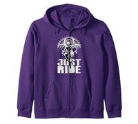 Just Ride - Bicicleta de Descenso - Bicicleta de montaña Sudadera con Capucha, Unisex para Adultos, Morado, L