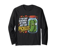 Just Say Pickles Funny Pickle Jar Pun Design Manga Larga