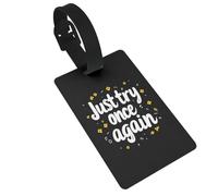 Just Try Once Again - Etiquetas de equipaje, etiqueta de identificación de nombre, etiquetas de maleta, ideales para viajes, cruceros, mochilas, bolsas