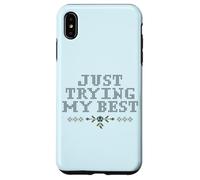 Just Trying My Best Cross Stitch Graphic Funny Design Carcasa para iPhone XS MAX