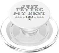 Just Trying My Best Cross Stitch Graphic Funny Design PopSockets PopGrip para MagSafe