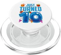 Just Turned 10 Birthday Boy Rocket Blue Party PopSockets PopGrip para MagSafe