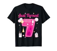 Just Turned 7 Birthday Balloons Party Celebration for Kids Camiseta