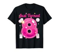 Just Turned 8 Birthday Celebration Balloons & Stars for Kids Camiseta