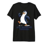 Just Waddling Through Cute Penguin Cartoon Camiseta Premium