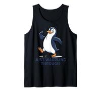 Just Waddling Through Cute Penguin Cartoon Camiseta sin Mangas