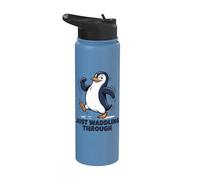 Just Waddling Through Cute Penguin Cartoon Stainless Steel Insulated Water Bottle
