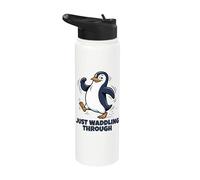 Just Waddling Through Cute Penguin Cartoon Stainless Steel Insulated Water Bottle