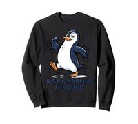 Just Waddling Through Cute Penguin Cartoon Sudadera
