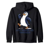 Just Waddling Through Cute Penguin Cartoon Sudadera con Capucha