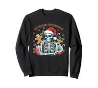 Just Waiting For Christmas Skeleton Santa Hat Sudadera