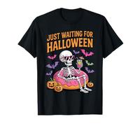 Just Waiting for Halloween Funny Skeleton Float Summer tee Camiseta