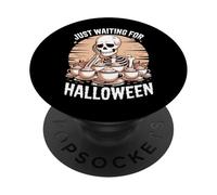 Just Waiting for Halloween Skeleton PopSockets PopGrip Adhesivo