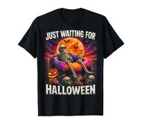 Just Waiting for Halloween Spooky Funny Summer Skeleton Camiseta