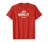 Just Wing It: Alas de ángel motivacionales Camiseta, Hombre, Rojo, M