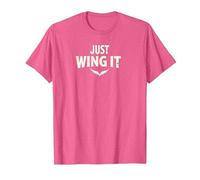 Just Wing It: Alas de ángel motivacionales Camiseta, Hombre, Rosa Jaspeado, S