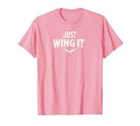 Just Wing It: Alas de ángel motivacionales Camiseta, Hombre, Rosado, XL
