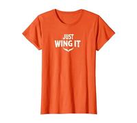 Just Wing It: Alas de ángel motivacionales Camiseta, Mujer, Naranja, S