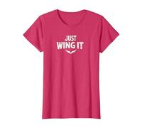 Just Wing It: Alas de ángel motivacionales Camiseta, Mujer, Rojo jaspeado, XL