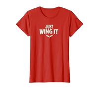 Just Wing It: Alas de ángel motivacionales Camiseta, Mujer, Rojo, XXL