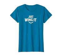 Just Wing It: Alas de ángel motivacionales Camiseta, Mujer, Zafiro, 3XL