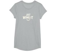 Just Wing It: Alas de ángel motivacionales Camiseta, Niñas, Gris Jaspeado, M