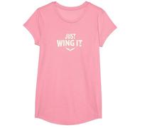 Just Wing It: Alas de ángel motivacionales Camiseta, Niñas, Rosado, L