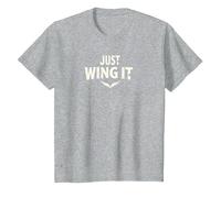 Just Wing It: Alas de ángel motivacionales Camiseta, Niños, Gris Jaspeado, 8 años
