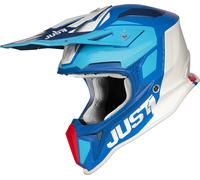 Just1 J18 Pulsar Casco de motocross, blanco-rojo-azul, tamaño L para Hombres