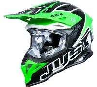 Just1 J39 Thruster Casco de motocross, negro-blanco-verde, tamaño L