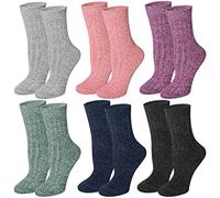 Justay 6 Pares Calcetines Mujer de Lana Merino Calcetines Térmicos Invierno Grueso Transpirables Calcetines Algodón de Punto Cálidos para Mujeres et Hombres