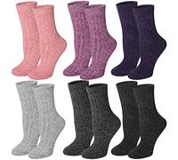 Justay 6 Pares Calcetines Mujer de Lana Merino Calcetines Térmicos Invierno Grueso Transpirables Calcetines Algodón de Punto Cálidos para Mujeres et Hombres