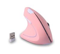 Justdfine Ratón ergonómico 2,4 G inalámbrico vertical con receptor USB, zurdo, 1600D PI, 6 botones, izquierdo vertical, ergonómico para ordenador portátil, oficina, PC, quinta generación, color rosa