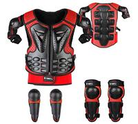 JUSTDOLIFE5 Piezas de protección de Moto para niños, Rodillera, Transpirable, Equipo Creativo para Moto Cross Infantil para Todo Terreno Ciclismo esquí Patinaje (Rojo)
