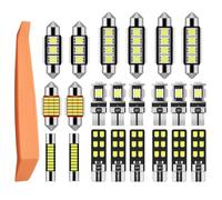 Justech 22 Pcs Bombillas Luz LED Interior Coche 6000K para el Interior del Automóvil Domo Mapa Puerta Cortesía Luces de Matrícula Festón C5W T10 168 194 2825 Xenón Blanco