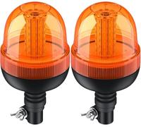 Justech 2PCs 60LED Luces de Emergencia Homologadas E9 Impermeable IP56 con 3 Modos de Brillo Estroboscópico/Flash Rápido/Rotación 12V 24V Luces Rotativas Ámbar de Advertencia para Remolque Camión