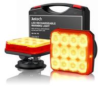 Justech 2PCS Luces Estroboscópicas Coche Magnético,Espejo Difuso,12V/24V Luces de Emergencia Recargables con Cable de Carga,Impermeable IP65,18 Modos de Flash para Señalar un Vehículo Averiado