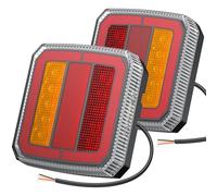 Justech 2PCS Luces Traseras LED para Remolque, E-Mark Certificado,IP65 Impermeable,4 en 1 (Posición/Freno/Intermitente/Reflector),Luces Remolque con Cable 7.35m y 12V/24V Compatible