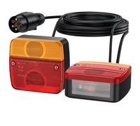 Justech 2PCS Luces Traseras Remolque con 7,5m Cable y 7 Pin Conector 12V Bombillas Piloto Trasero de 5 Funciones Luz de Matrícula Placa Trasera Luz de Freno para Remolque Camion Caravan E-Mark